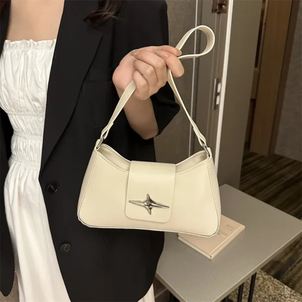 Vintage PU Leather Shoulder Bags for Women 2023 Classic Y2K Small Purse Luxury Brand Female Handbags Daily Ladies Underarm Bag - Image 3