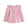 ZRN Women Fashion Side Pockets Front Darts Bermuda Shorts Vintage High Waist Zipper Fly Female Short Pants Mujer - Image 4