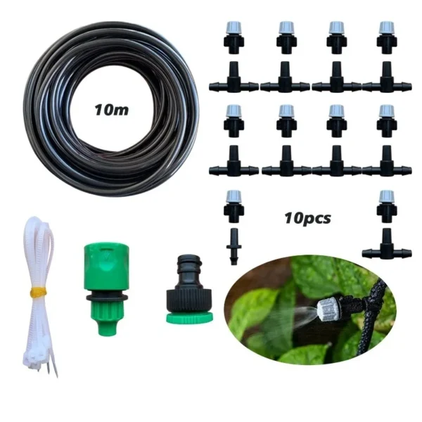 New Irrigation 10Meters 10 Sprinklers Nozzles Water Sprayer Misting Fog Cooling Nozzle System Garden Agricultural Sprayer System - Image 5