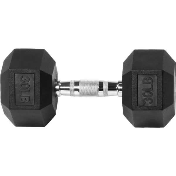 Rubber Encased Hex Dumbbell, Multiple Sizes - Image 3