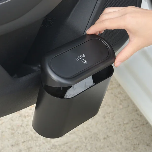 Hanging Car Trash Bin Vehicle Garbage Dust Case Abs Square Pressing Type With Lid Garbage Bin Auto Interior Accessories - Image 5