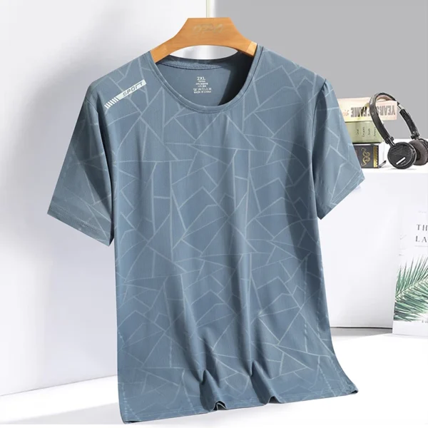 Summer camouflage ice silk T-shirt short sleeved round neck sports shirt thin breathable quick drying simple and versatile light - Image 2