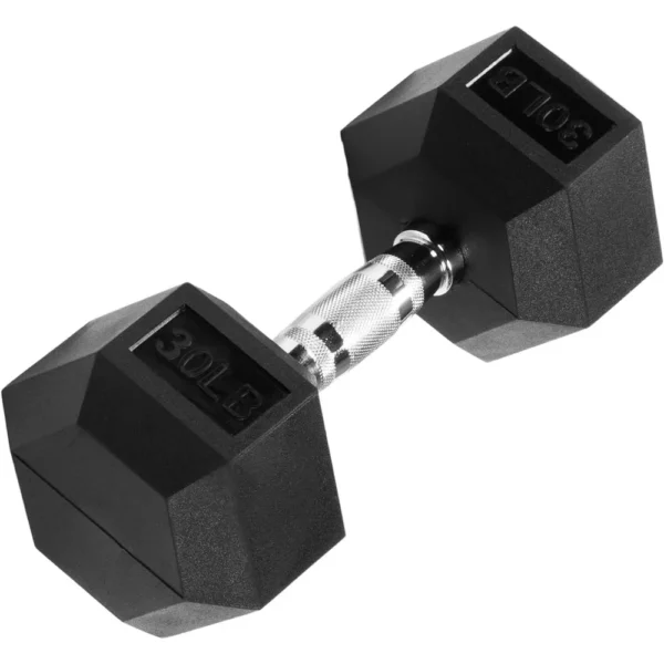 Rubber Encased Hex Dumbbell, Multiple Sizes - Image 4