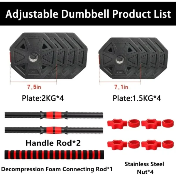 Adjustable Weights Dumbbells Set, 20/30/40/60/80lbs Non-Rolling Adjustable Dumbbell Set, Free Weights Dumbbells Set Hexagon, - Image 6