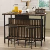 Kitchen Island with Seating, 47.2 Inches Counter Height Table with Storage, Faux Marble Dining Table Set of 2 - Image 3