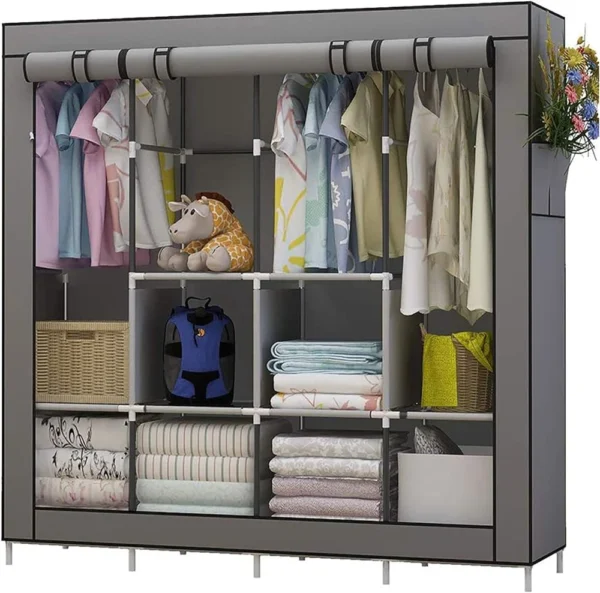 LEEGOHOME Portable Closet Large Wardrobe Closet Clothes Organizer with 6 Storage Shelves, 4 Hanging Sections 4 Side Pockets - Image 2