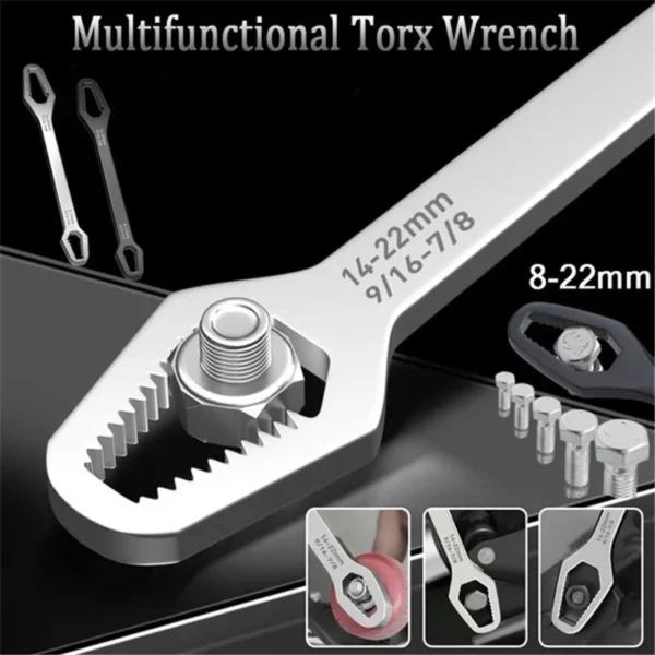 3-17mm 8-22mm Universal Multifunctional Torx Wrench Self-tightening Adjustable Wrench Board Double-head Torx Spanner Hand Tools - Image 3