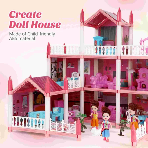 Children's Play House Toy Girl's Imitation 9 Rooms Pink Girls Toys Toddler Playhouse Dolls For Accessories Mansion DIY - Image 4