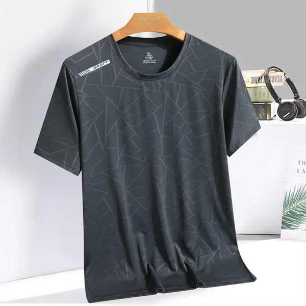 Summer camouflage ice silk T-shirt short sleeved round neck sports shirt thin breathable quick drying simple and versatile light - Image 3