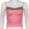 IAMSURE Sweet Cute Patchwork Leopard Lace Camis Top Sexy Slim Slash Neck Sleeveless Tank Tops Women 2024 Summer Fashion Ladies - Image 4