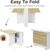 Tiptiper Folding Dining, Versatile Dinner Table with 6 Wheels and 2 Storage Racks, Space Saving Kitchen, Dining Room Table, - Image 4