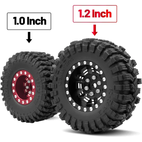 OGRC 1.2 Inch Beadlock Wheel Rim and Tires Set 62 * 24mm Sticky Tires for TRX4M SCX24 FCX24 AX24 1/24 1/18 RC Crawler Car Part - Image 2