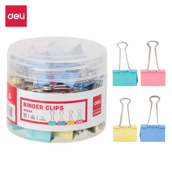 Deli 19mm New Colorful Dovetail Clip Effortless Binder Clip Long Tail Clip For School Office Learning Supplies 1 Box E8555A