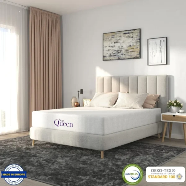 8 Inch Queen Size Mattress, Bamboo Charcoal Memory Foam Mattress, Bed in a Box, White - Image 2