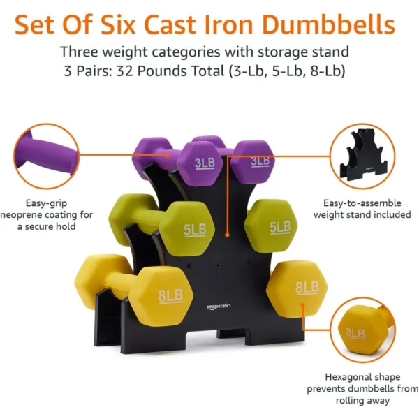 Neoprene Coated Hexagon Workout Dumbbell Hand Weight - Image 4