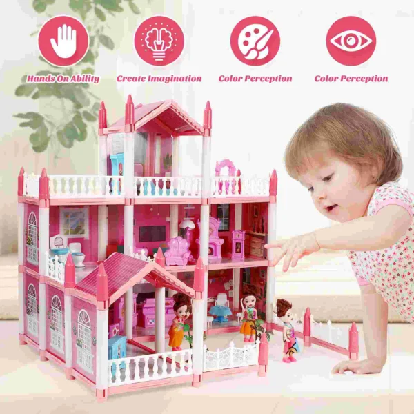 Children's Play House Toy Girl's Imitation 9 Rooms Pink Girls Toys Toddler Playhouse Dolls For Accessories Mansion DIY - Image 5