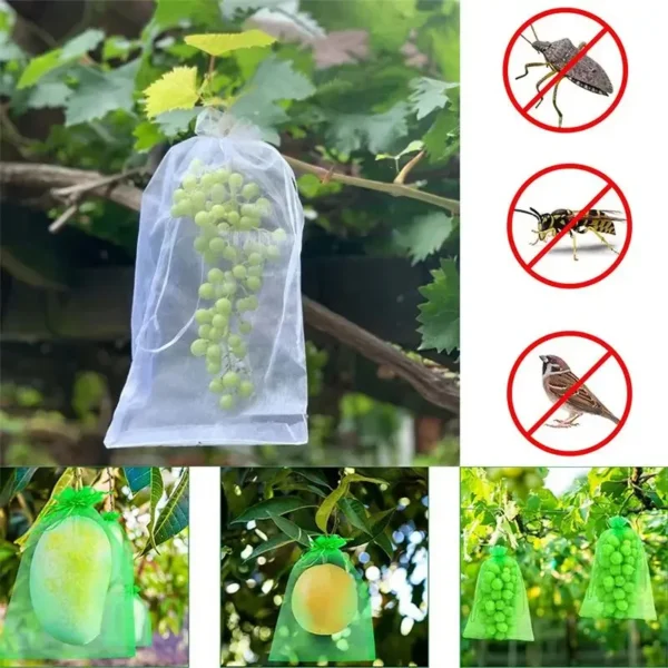 50pcs Fruit Protection Bags Anti-Bird Garden Netting Bags Strawberry Grapes Mesh Bag Plante Vegetable Netting Cover Garden Tool