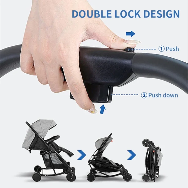 Baby Stroller, One-Hand Fold and Adjustable Canopy Lightweight Baby Stroller, 4 Wheels Infant Stroller - Image 4