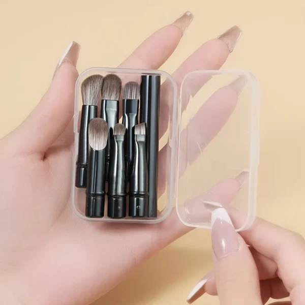 6 In 1 Mini Makeup Brushes Set Cosmetic Set Soft Hair Short Rod Replaceable Brush Head Eye Shadow Concealer Travel Complete Kit