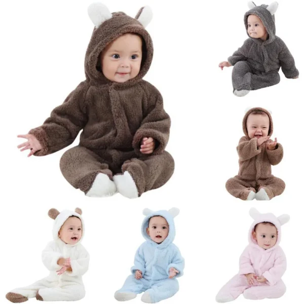 Autumn Winter Baby One piece Clothe Warm Long Toddler One Piece OutfitSoft Solid Color Newborn Bodysuit for 3-12Month