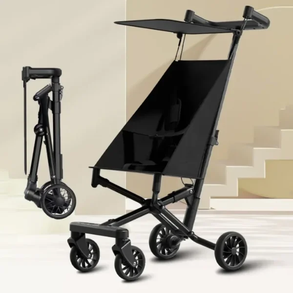 Baby Stroller Lightweight Stroller with Double Brake Four Wheel One Click Folding Pockit Stroller Aluminum Alloy Baby Stroller