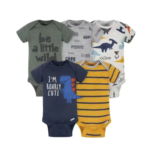 5Pcs/Lot Baby Summer Bodysuits Clothes Fashion Cotton Short Sleeves Newborn Baby Girl Boy Clothing Cute Jumpsuit Infant Outfits - Image 4