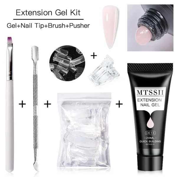 Mtssii 20mlNail Extension Gel Set Clear Nude Pink Building Nail Gel For Quickly Nail Prolong Soak Off Manicure Nail Art Tool Kit - Image 2