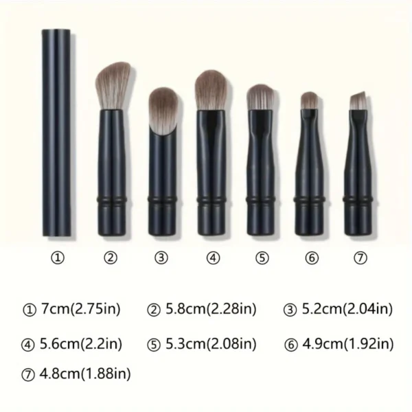 6 In 1 Mini Makeup Brushes Set Cosmetic Set Soft Hair Short Rod Replaceable Brush Head Eye Shadow Concealer Travel Complete Kit - Image 3